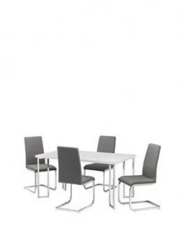 Image of Julian Bowen Manhattan Gloss 150 Cm Dining Table + 4 Roma Chairs