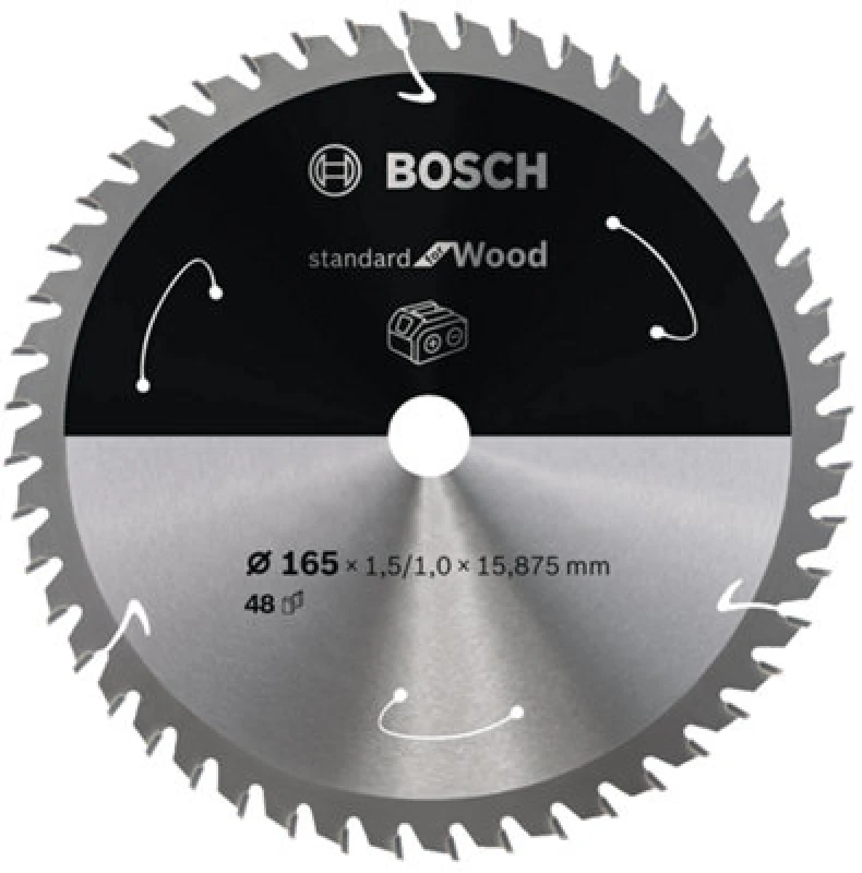 Image of Amica Bosch PRO Wood cordless Circular Saw Blade 165 x 1.5 x 15.875mm T48 2608837683 2608837683