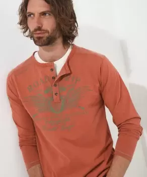 Image of Motorcycle Club Slogan Graphic Long Sleeve Henley