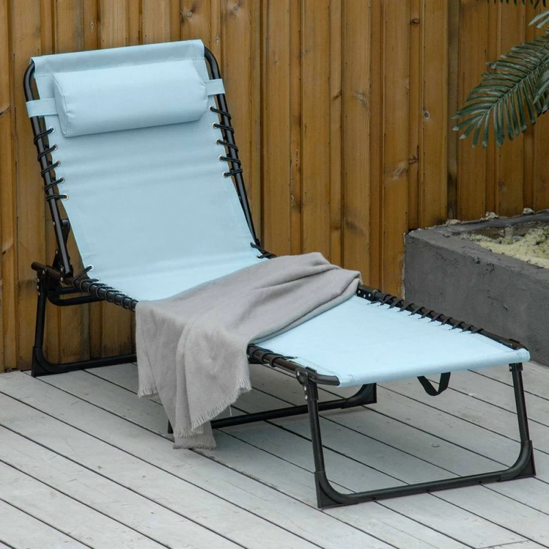 Image of Outsunny Folding Beach Chair w/ 4 Adjustable Positions Blue 84B-206GN
