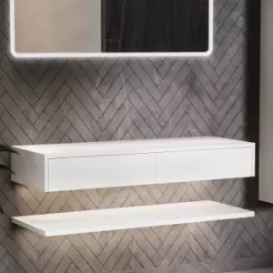 Image of 1200mm White Wall Hung Countertop Basin Shelf - Lugo
