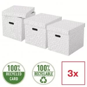 Image of ESSELTE Storage Box Home Size Cube 3pcs white
