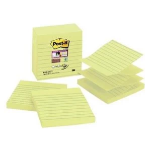 Image of Post-It 3M Super Sticky 101 x 101mm Z-Notes Lined Yellow 5 x 90 Sheets