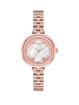 Image of Kate Spade New York Kate Spade Holland Pink and White Spade Dial Rose Gold Stainless Steel Bracelet Ladies Watch, One Colour, Women