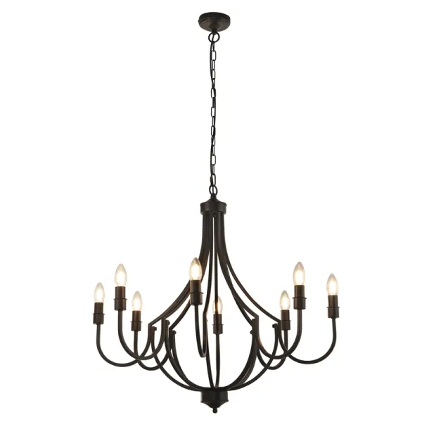 Image of Searchlight Lodge 8 Light Chandelier - Black