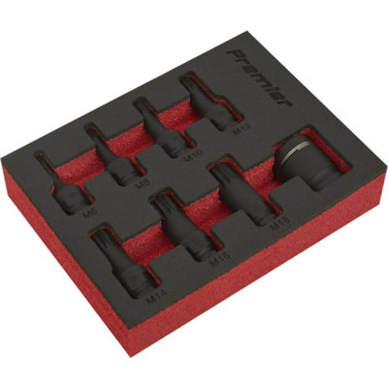 Image of Loops 8 Piece PREMIUM Spline Impact Socket Bit Set - 3/8" Sq Drive - Phosphate Finish Multi