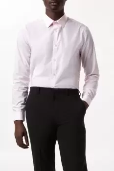 Image of Mens Pink Slim Fit Long Sleeve Easy Iron Shirt