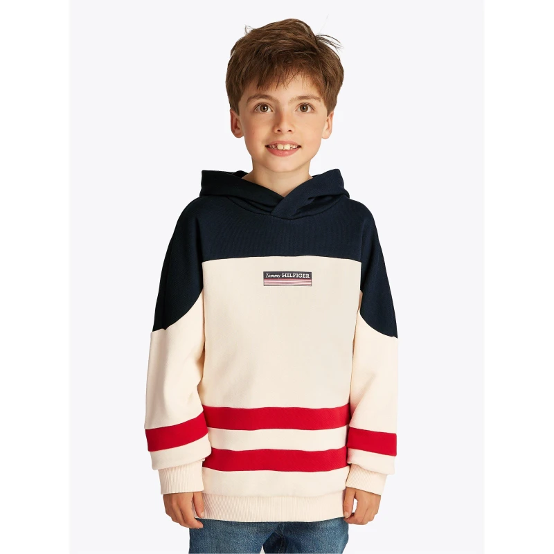 Image of Tommy Hilfiger MONOTYPE STRIPED CLB HOODIE - Cream Cream One Size