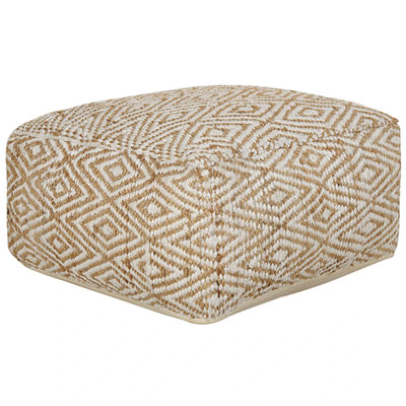 Image of Beliani Boho Pouffe Maski Fabric Beige