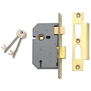 Image of Union 2277 3 Lever Mortice Sashlock Polished Brass 77.5mm 3" Visi