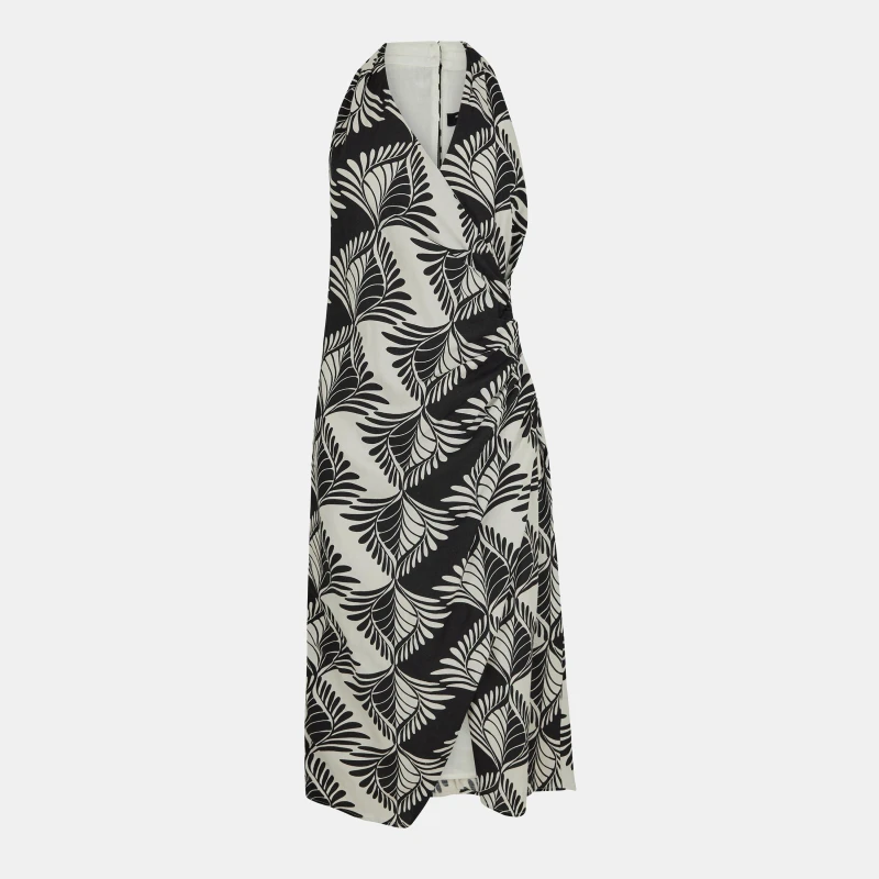 Image of French Connection Womens Ariette Crossover Wrap Dress Black/Cream female 8 (XS)