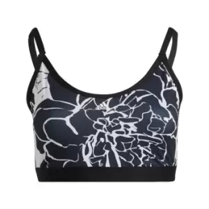 Image of adidas Light Support Flower Print Bra (Plus Size) Womens - Dash Grey / Black / Black
