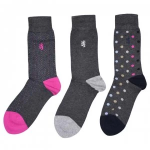 Image of Pringle Spot and Dot 3 Pack Socks - Charcoal