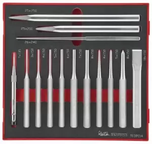 Image of Teng Tools TEDPC14 14 Piece EVA Parallel & Centre Punch And Chisel Set