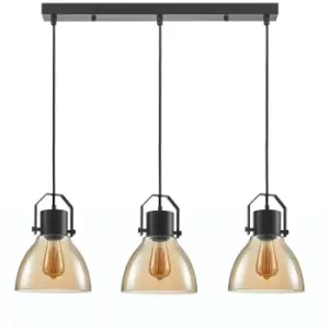 Image of Italux Lighting - Italux Darlena Industrial, Retro 3 Light Bar Pendant Ceiling Light, E27