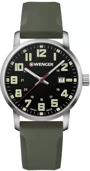 Image of Wenger Avenue Quartz Black Dial Green Silicone Strap Mens Watch 01.1641.112