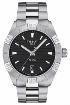 Image of Tissot PR100 Sport Black Dial Stainless Steel Bracelet Watch