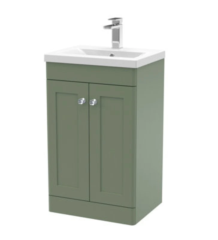 Image of NUIE Nuie - Classique Floor Standing 2-Door Vanity Unit with Basin-1 500mm Wide - Satin Green CLC823D