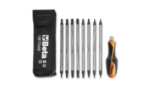 Image of Beta Tools 1281BG-TX/A8 9pc Reversible Screwdriver & Handle Case Set 012810530