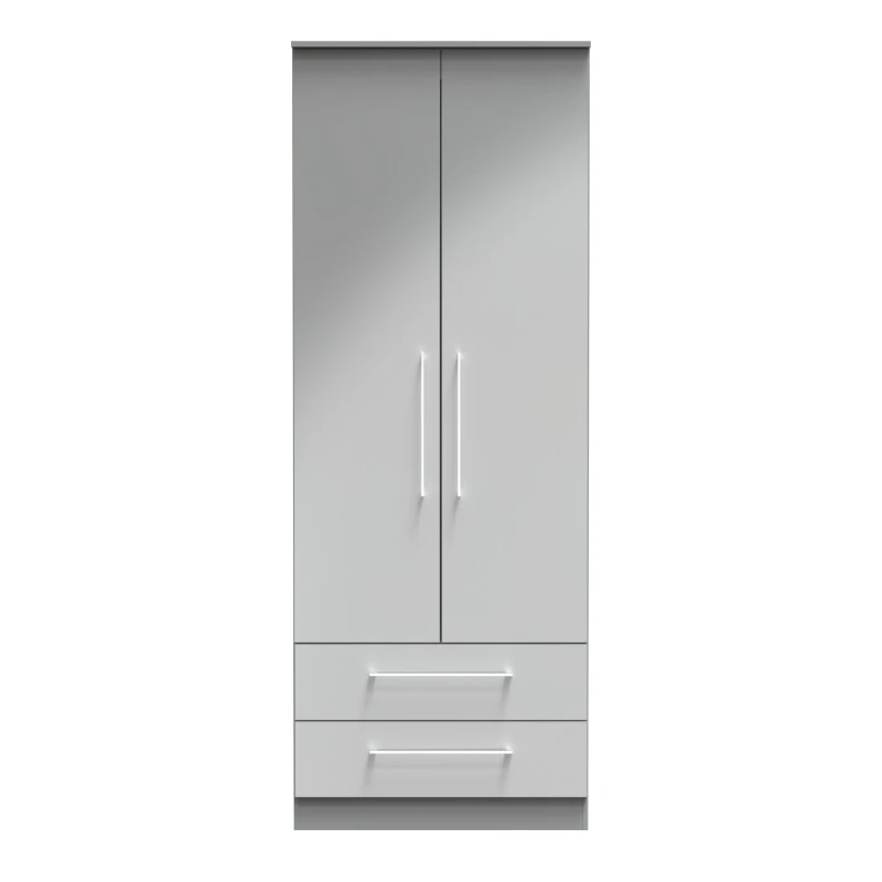 Image of Chester 2 Door 2 Drawer Wardrobe In Uniform Grey & Dusk Grey (Ready Assembled)