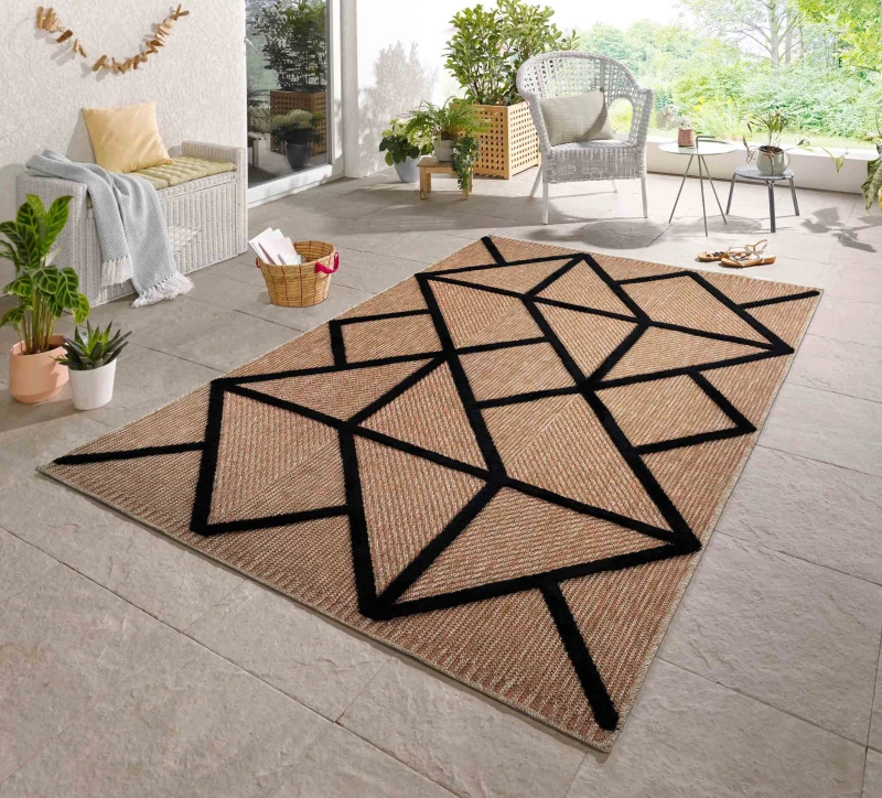 Image of Harper Prism Pattern Water Resistant Indoor Area Rugs Black 200X290 Cm