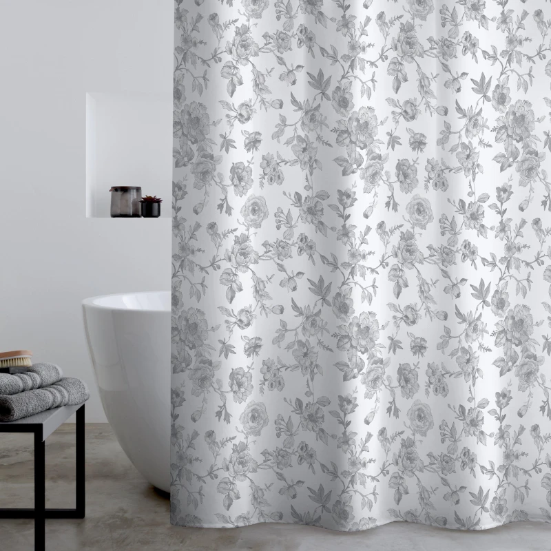 Image of Catherine Lansfield Mirabelle Shower Curtain Grey