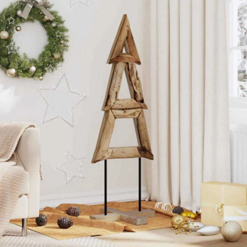 Image of Vidaxl Christmas Tree With Stand Brown 120 Cm Solid Teak Wood