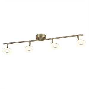 Image of LED 4 Light Spotlight Bar White, Antique Brass