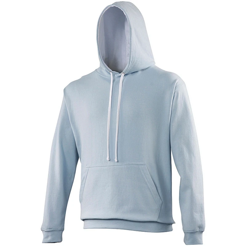 Image of AWDis AWDis Men Varsity Hooded Sweatshirt Hoodie in Light Blue Size: Small Light Blue S Male 5055747784718