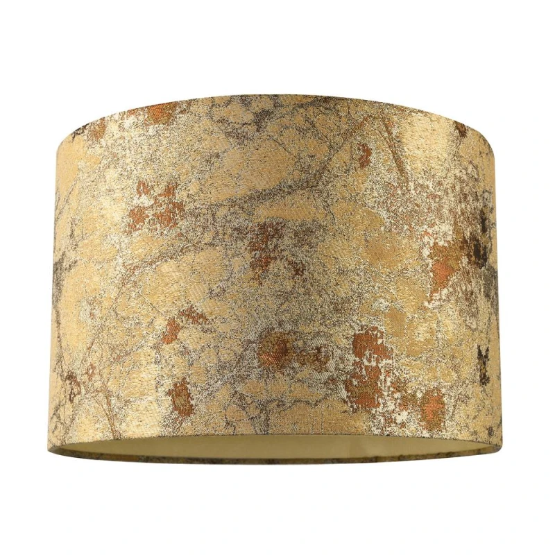 Image of Happy Homewares Designer Textured Gold & Burnt Orange Jacquard Fabric Drum Lampshade Size: 12" Gold Unisex 12"