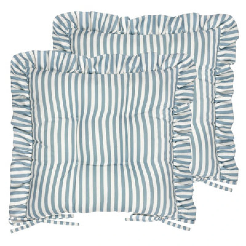 Image of Wylder Millie Ruffle 2 Pack Indoor/Outdoor Seat Pads in Blue Size: 40cm x 40cm Blue Unisex 40cm x 40 cm
