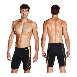 Image of Speedo Graphic Splice Jammer Shorts Black/Orange 32"
