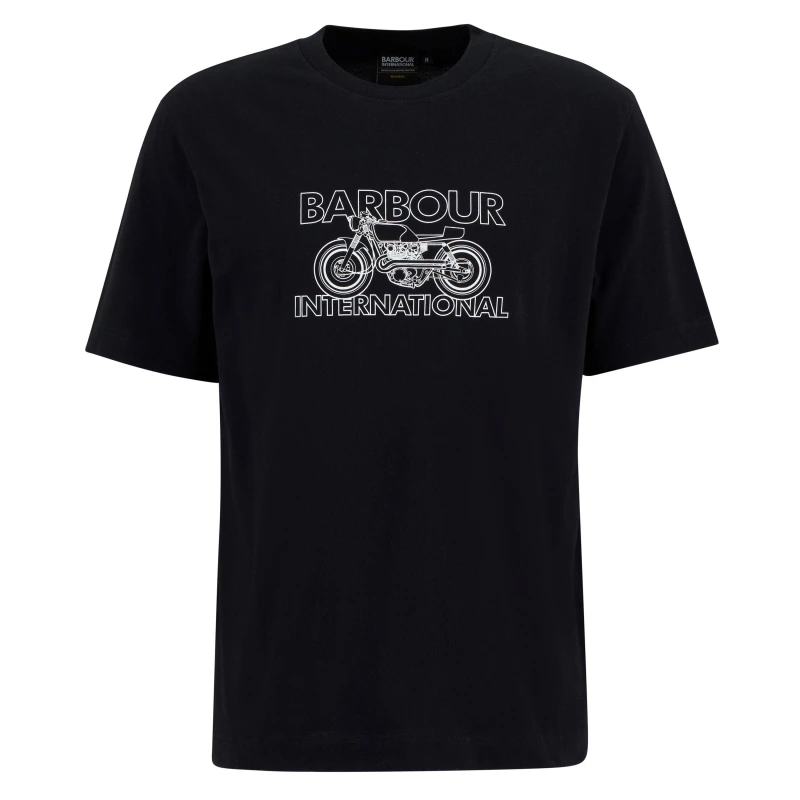 Image of Barbour International Mens Cowl Motorbike Graphic T-Shirt Black BK11 male M