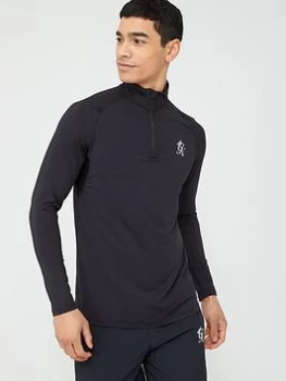 Image of Gym King Sport Race 1/4 Zip Funnel Neck Top - Black