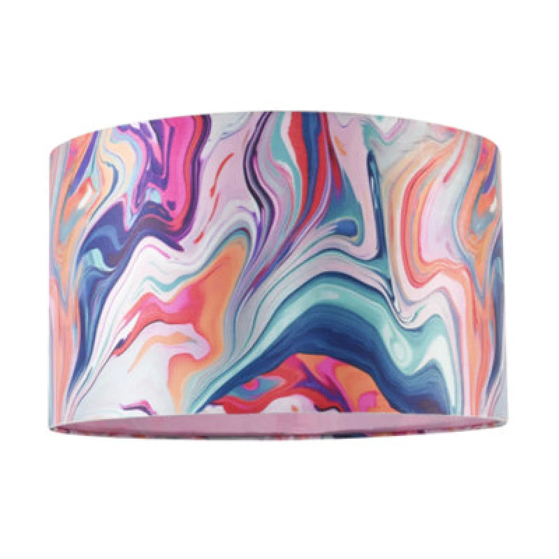 Image of Happy Homewares Modern Chic Satin Fabric Lamp Shade With Colour Mix Marble Design