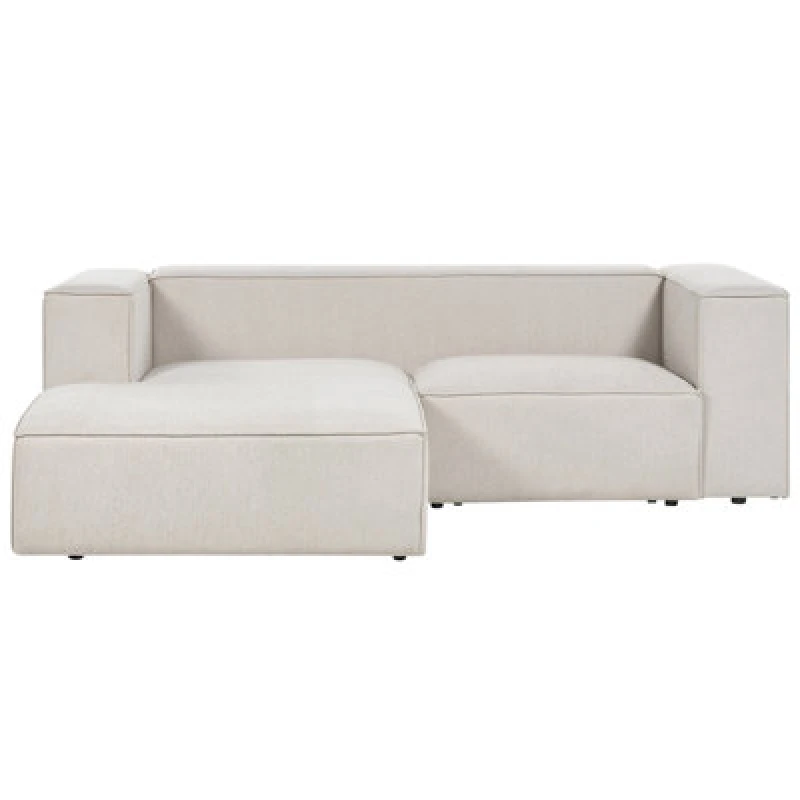 Image of Beliani Corner Sofa 2 Seater Vernon Fabric Light Beige Right Hand
