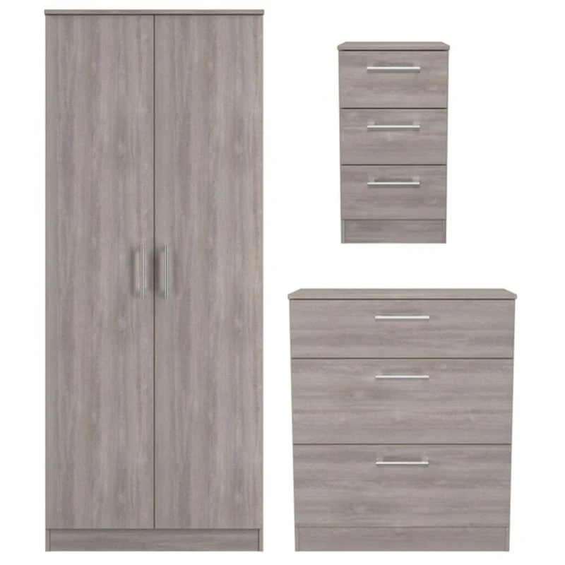 Image of Ready Assembled 2 U Reydale 3 Piece Bedroom Furniture pack (Ready Assembled) in Light Oak Size: Large Light Oak Unisex Large