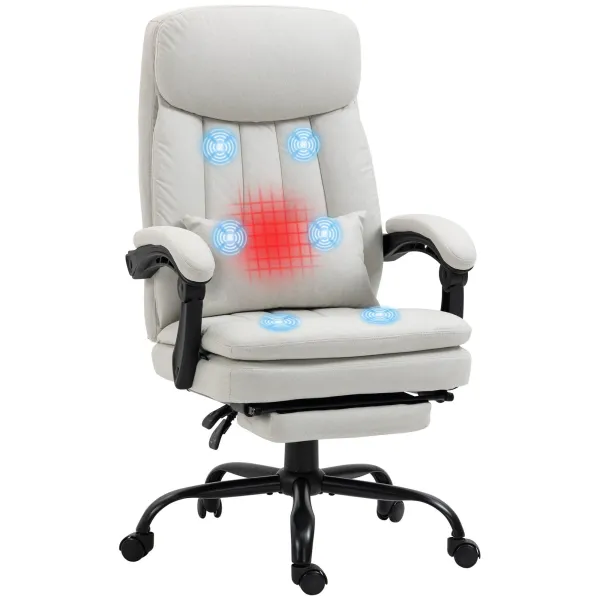 Image of Microfibre Office Chair with Vibration Massage and Heat Lumbar Pillow