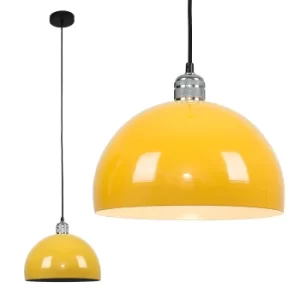 Image of Casco Chrome Pendant with Yellow Curva Shade