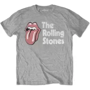 Image of The Rolling Stones - Scratched Logo Unisex Small T-Shirt - Grey