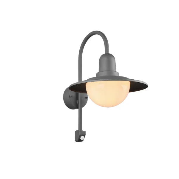 Image of Norman Modern Outdoor Dome Wall Lamp Anthracite IP44 with PIR