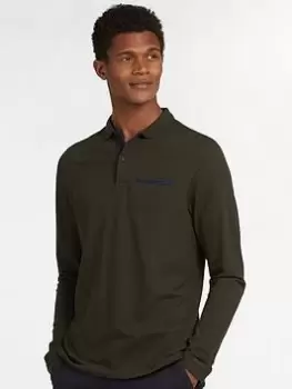 Image of Barbour Essential L/s Pocket Polo Shirt - Olive Size L, Men