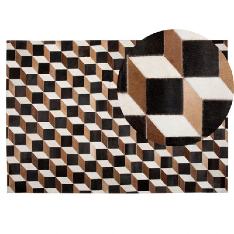 Image of Beliani Rug Alpkoy Brown 140 X 200 Cm Leather