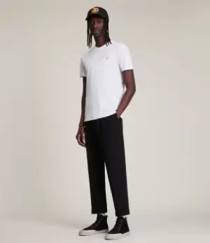 Image of AllSaints Mens Cotton Lightweight Tonic V-Neck T-Shirt, White, Size: XS