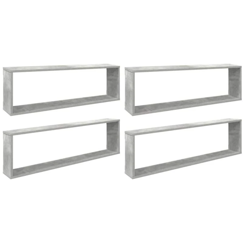 Image of VIDAXL Wall Cube Shelf 4 pcs Concrete Grey 100x15x30cm Engineered Wood Vidaxl 8720286595107