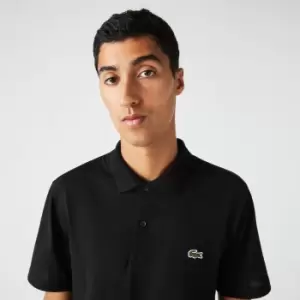 Image of Mens Lacoste Regular Fit Stretch Organic Cotton Polo Size 3 - S Black