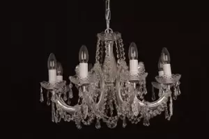 Image of Marie Theresa Glass Chrome 8 Arm Chandelier