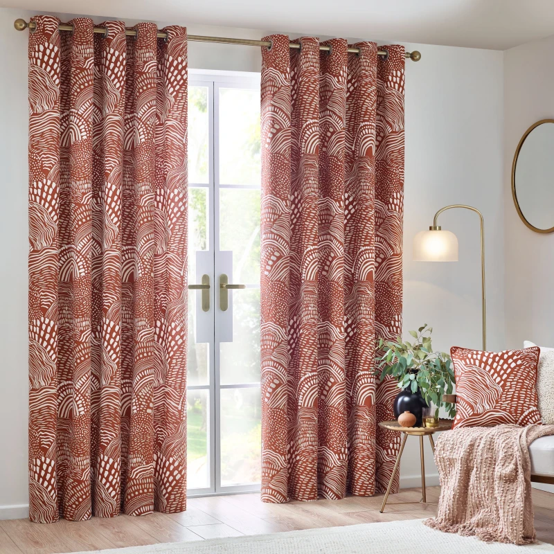 Image of Nola Abstract Curtains Chestnut, Chestnut / 229 x 137cm