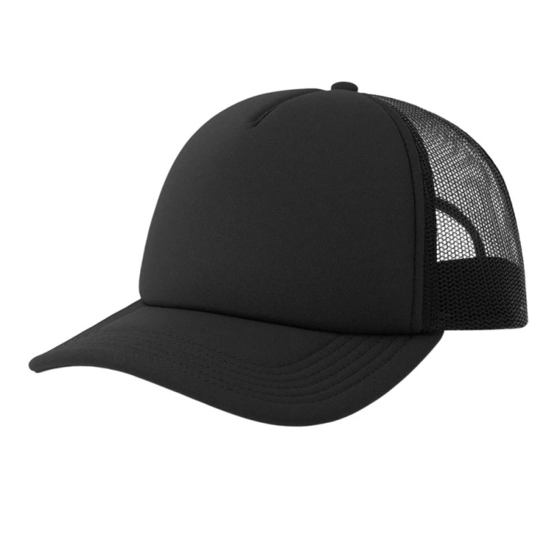 Image of Atlantis Mens Rapper-S 5 Panel Mid Visor Trucker Cap in Black Male One Size