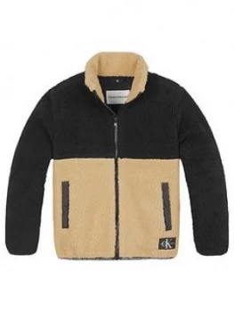 Image of Calvin Klein Jeans Boys Colourblock Teddy Fleece - Black